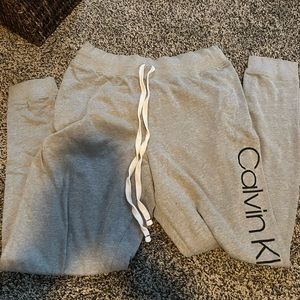 grey calvin klein sweatpants
